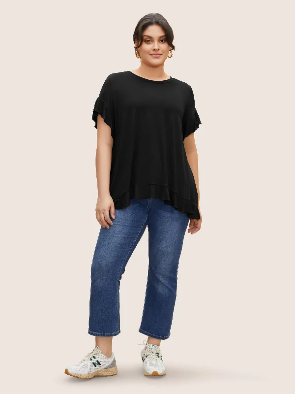 round-neck-back-wrap-ruffles-t-shirt