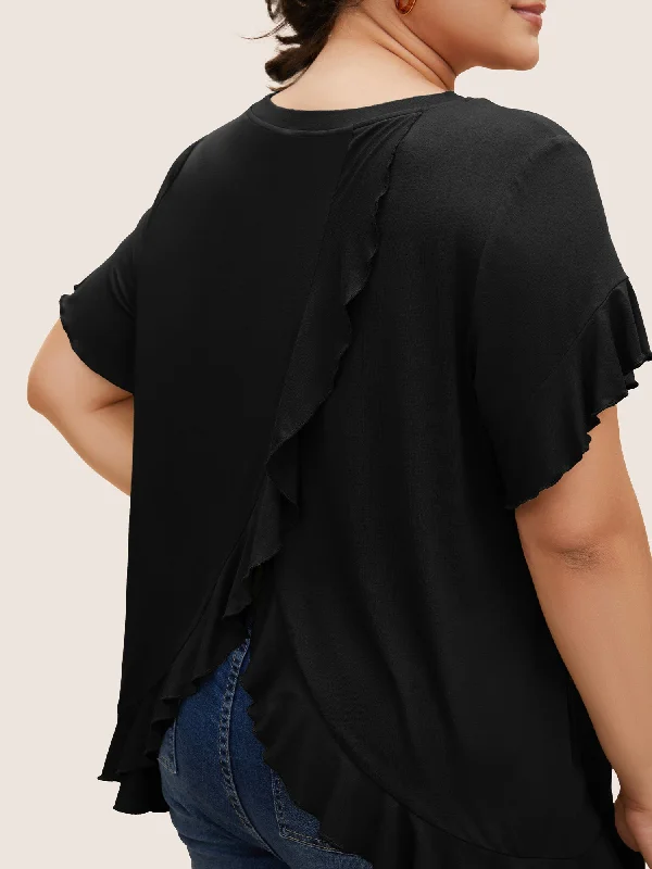 round-neck-back-wrap-ruffles-t-shirt