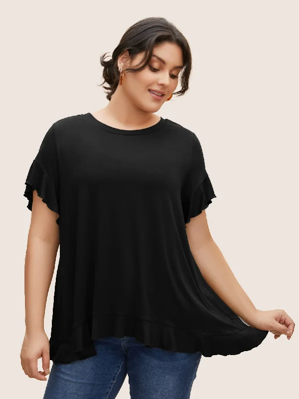 round-neck-back-wrap-ruffles-t-shirt