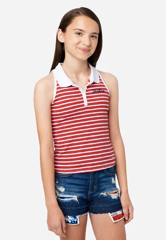 Collared Stripe Tank