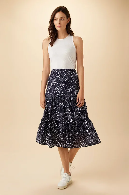 Silas Organic Cotton Midi Skirt - Trieste Dot