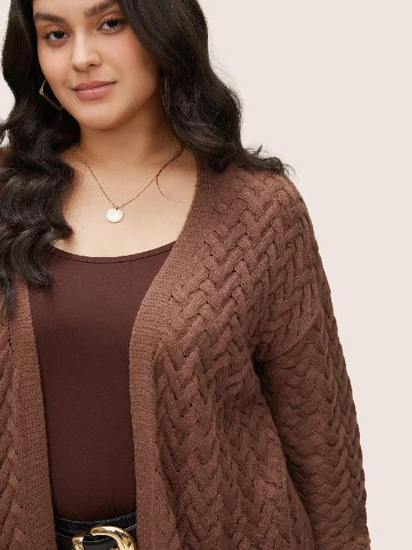 solid-open-front-pocket-crochet-cardigan