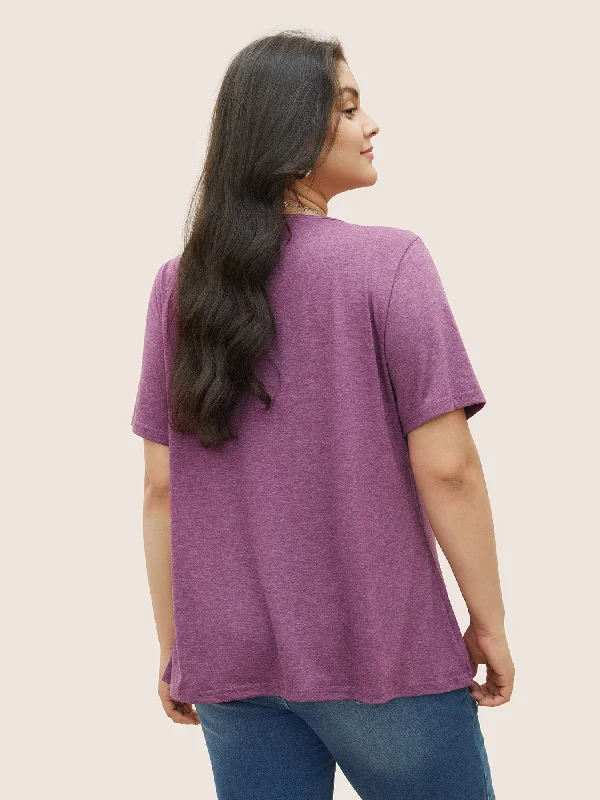 solid-pleated-front-button-detail-v-neck-t-shirt