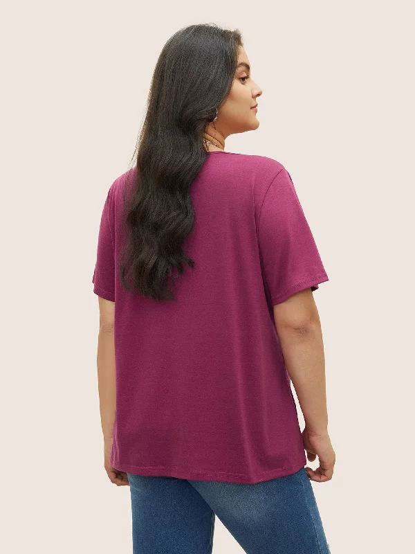 solid-pleated-front-button-detail-v-neck-t-shirt