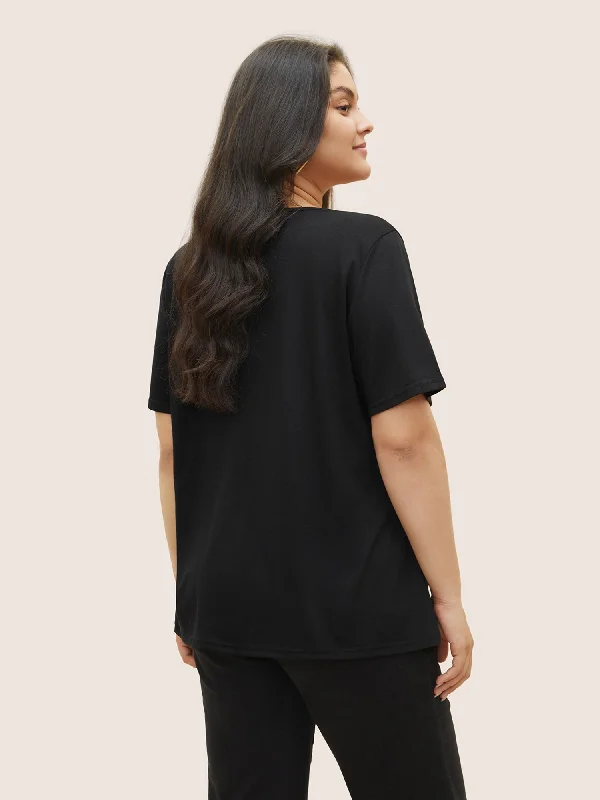 solid-pleated-front-button-detail-v-neck-t-shirt