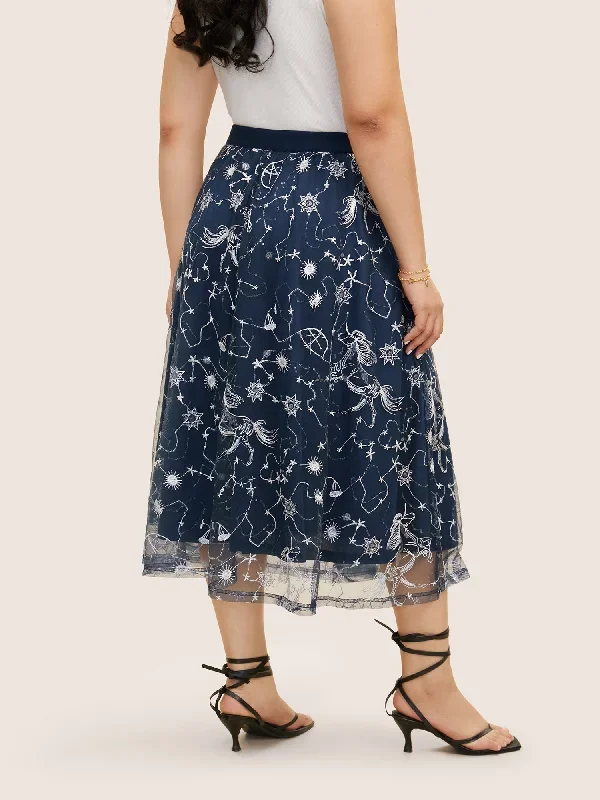 star-embroidered-patchwork-mesh-pocket-skirt