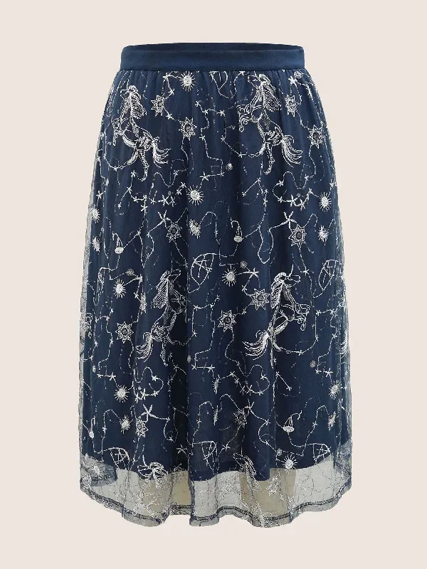 star-embroidered-patchwork-mesh-pocket-skirt