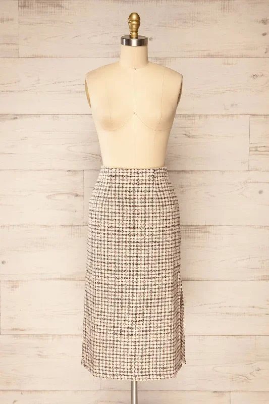 Stevenson | Midi Tweed Pencil Skirt w/ Slit