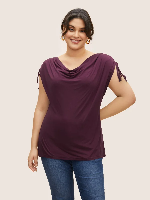 supersoft-essentials-solid-cowl-neck-drawstring-t-shirt