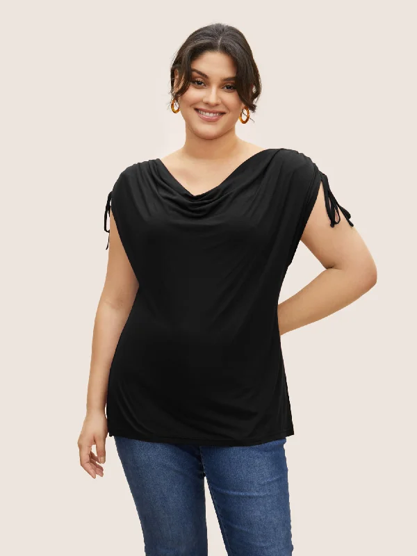 supersoft-essentials-solid-cowl-neck-drawstring-t-shirt