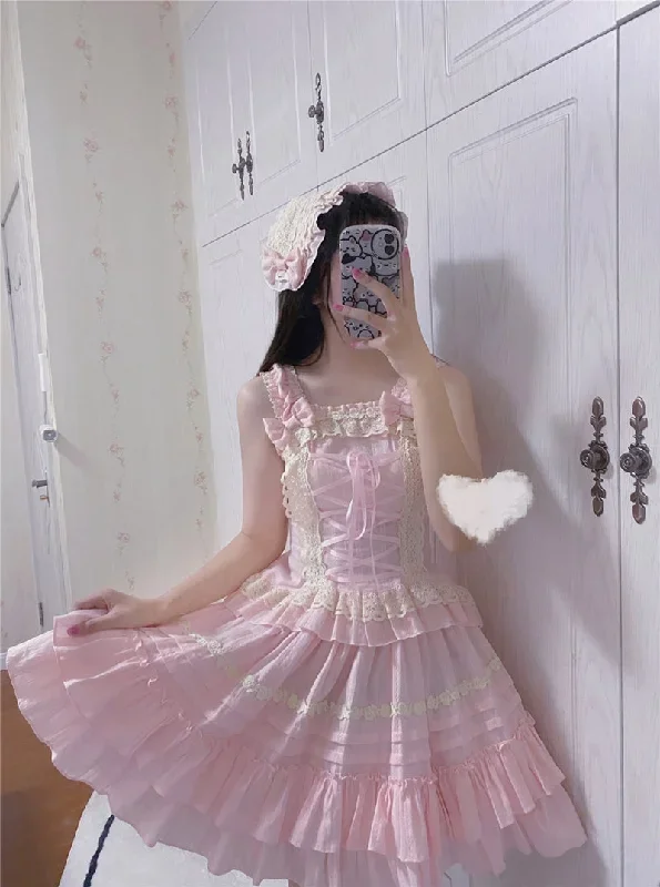 Sweet Angel~Balletcore Sweet Lolita Pink Dress Set