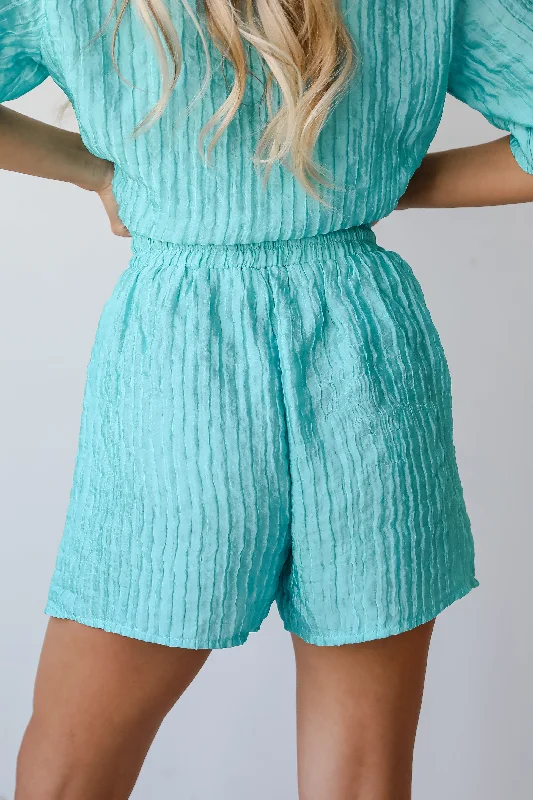 sweetly-effortless-mint-satin-textured-shorts