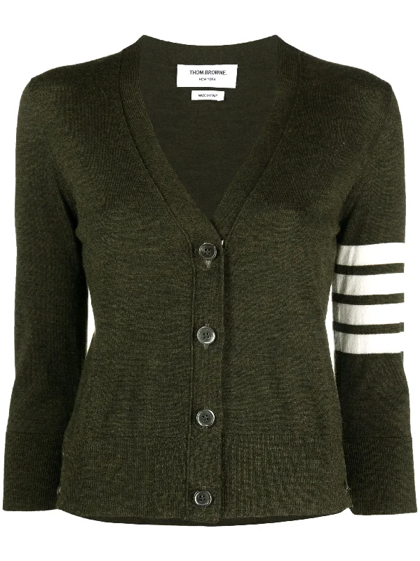 Fine Merino Wool 4-Bar Relaxed Fit Cardigan