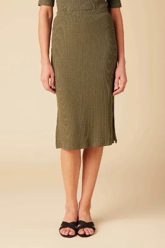 Vindy Paris Rib Skirt - Calla Green