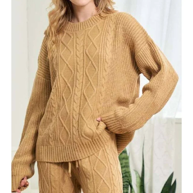 Women's Cable Crochet Oversized Sweater