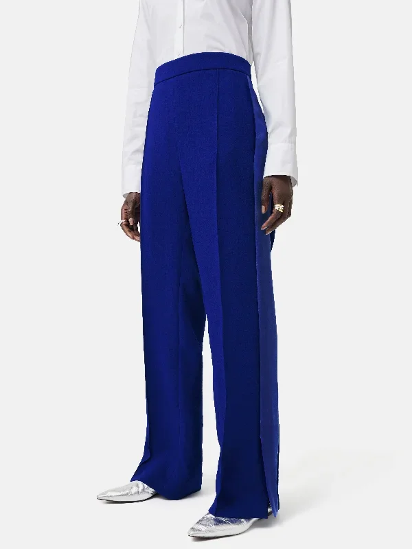 Wide Leg Tuxedo Trouser | Blue