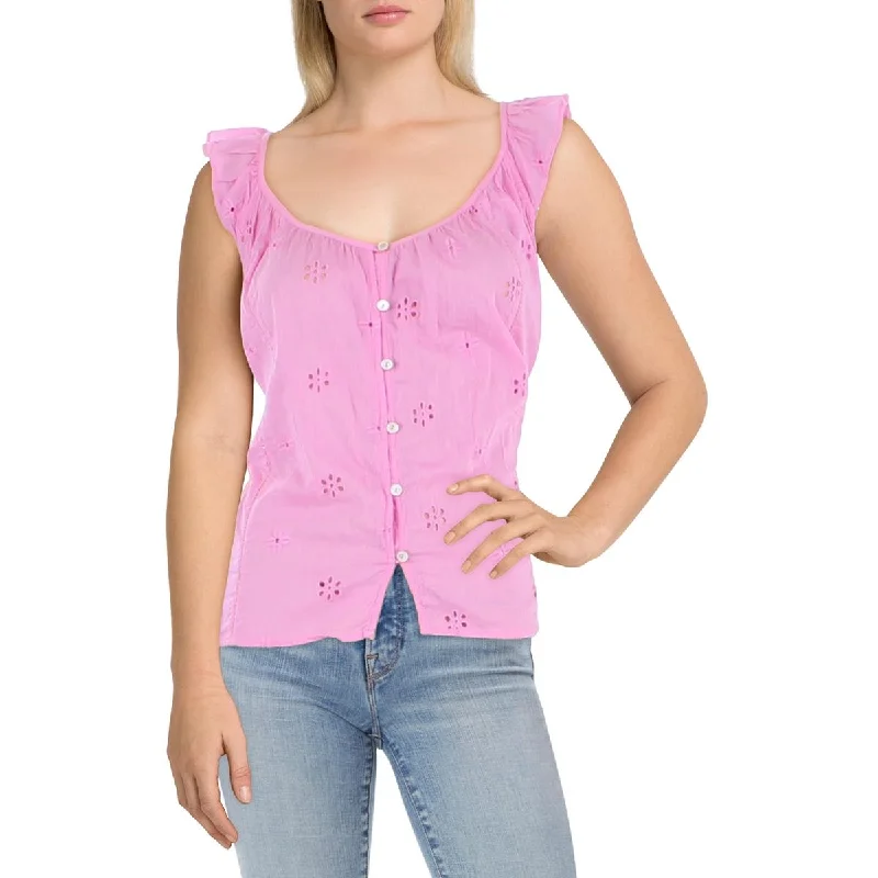 womens-button-down-eyelet-tank-top