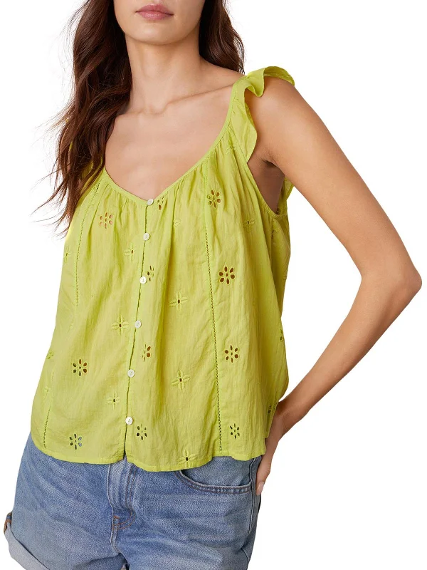 womens-button-down-eyelet-tank-top